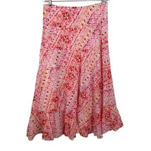 Lark Lane Womens Size 12 Pink Geometric Lined Elastic Waist A-Line Skirt